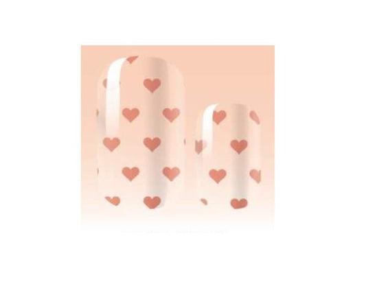 Transparent - Rose Gold Hearts - Dry Nail Polish - Nail Wraps - Nail Stickers