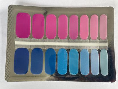 Nail Wraps - Nail Stickers - Nail Polish - Nail Decals - Ombre blue and pink - Pastel