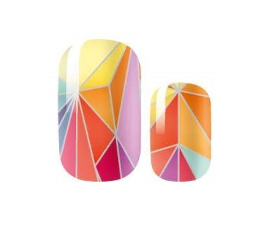 Colorful Rainbow Geometric- Long Lasting Nail Wraps - Nail Strips - Dry Nail Polish 100% Nail Polish Sticker