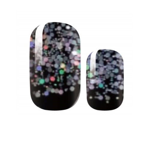 Nail Strips - Nail Decals - Nail Stickers - Nail Wraps - Black and Silver Glitter