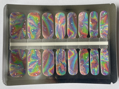 Rainbow Nail Wrap - Rainbow Swirl - Pastel - Dry Nail Polish - Long Wear Nail Wraps