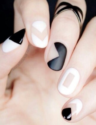 Nail Wraps - Nail Stickers - Nail Strips - Nail Decals - 100% Nail Polish - Transparent - Black and White Negative Space