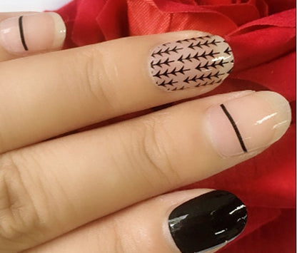 Transparent - Black Geometric - Dry Nail Polish - Long Wear Nail Wraps