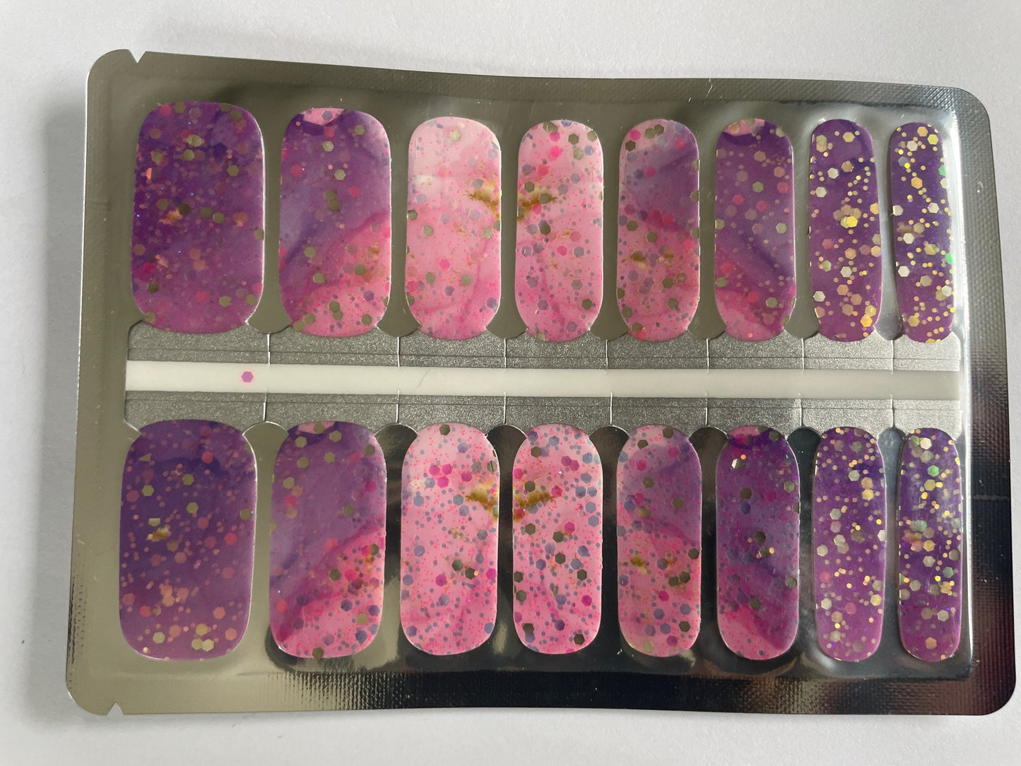 Swirl Glitter Nail Wrap - Pink and purple Swirl - Pastel - Dry Nail Polish - Long Wear Nail Wraps