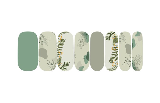 Nail Wraps - Nail Stickers - Nail Decals - Nail Strips - Abstract Botanical - Foliage - Neutral Nail wraps