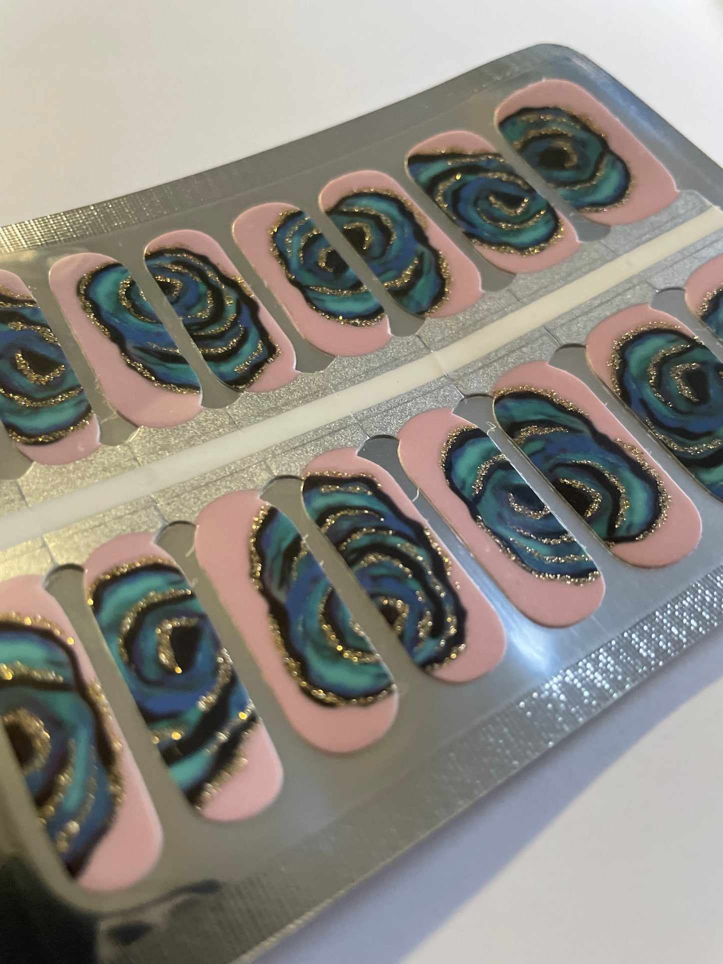 Nail Wraps - Nail Stickers - Nail Polish - Nail Strips - Nail Decals - Pink and Blue Roses