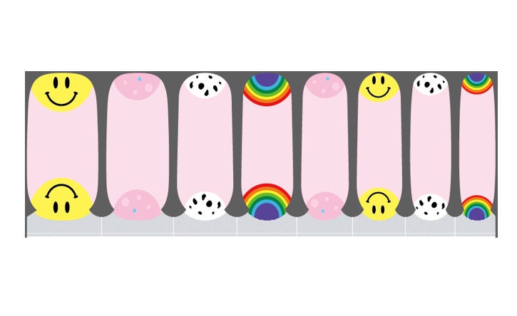 Smiley Face - Emoji - Rainbow - Pride - Dry Nail Polish - Long Wear Nail Wraps - Nail Strips - Nail Decals - Nail Stickers