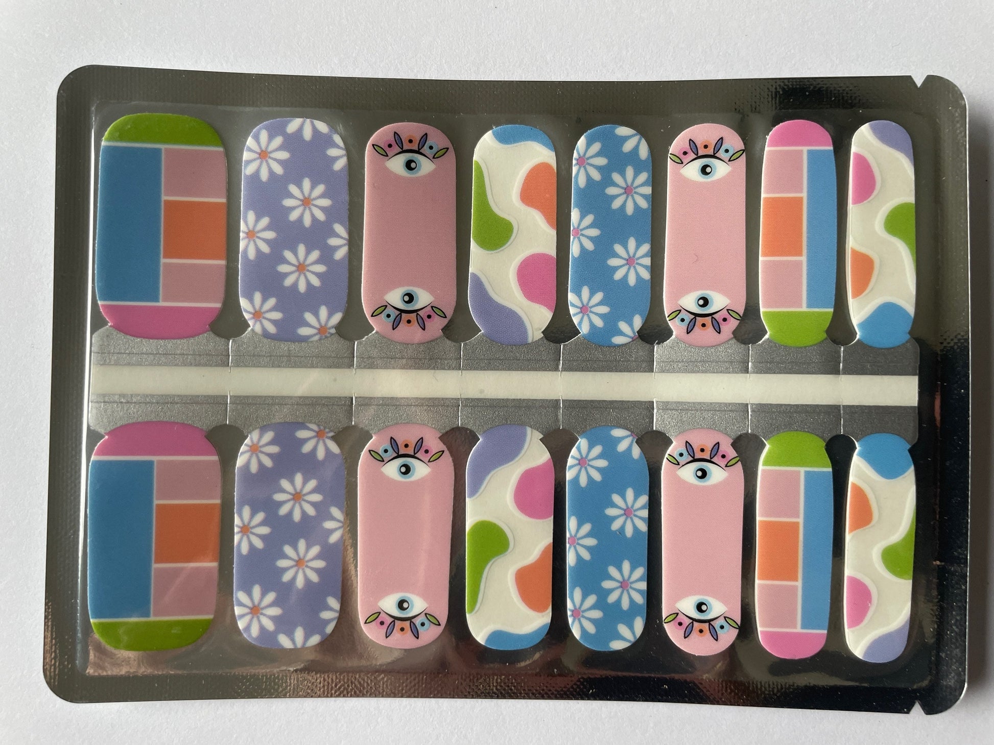 Color Block - Transparent blob - Daisy Nail Wraps - Eyeballs - Pastel - Nail Wrap - Dry Nail Polish - Nail Stickers