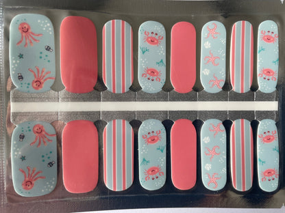 Nail Wraps - Nail Stickers - Nail Decals - Under the Sea - Ocean Creatures - Crabs - Starfish - Octopus