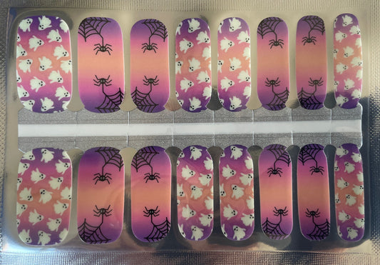 Ghosts and Spiders - Ombre - Nail Wrap - Nail Strip - Halloween