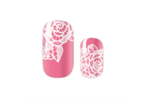 Nail Wraps - Nail Stickers - Pink Lace - Bridal - Dry Nail Polish - Long Wear Nail Wraps