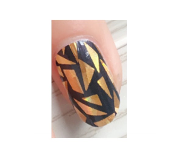 Nail Wraps - Nail Stickers - Black with Gold Shards - Dry Nail Polish - Long Wear Nail Wraps