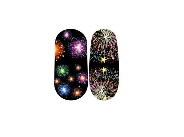 Nail Wraps - Nail Stickers - Fireworks - 4th of July - Dry Nail Polish - Long Wear Nail Wraps