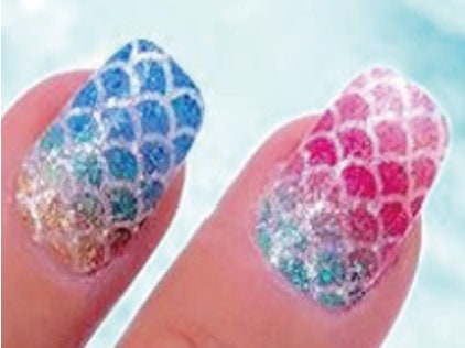 Nail Wraps - Nail Stickers - Mermaid Glitter- Dry Nail Polish - Long Wear Nail Wraps