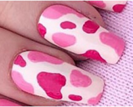 Nail Wraps - Nail Stickers - Pink Cow Spots - Dry Nail Polish - Long Wear Nail Wraps