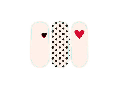 Nail Wraps - Nail Stickers - Black and Red Hearts - Dry Nail Polish - Long Wear Nail Wraps