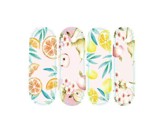 Nail Wraps - Nail Stickers - Fruity Nail Wraps - Citrus Apple - Dry Nail Polish - Long Wear Nail Wraps