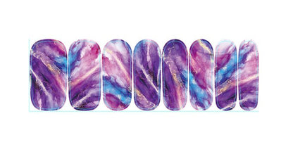 Nail Wraps - Nail Stickers - Pink Purple Blue Watercolor - Dry Nail Polish - Long Wear Nail Wraps - Nail Polish Wraps