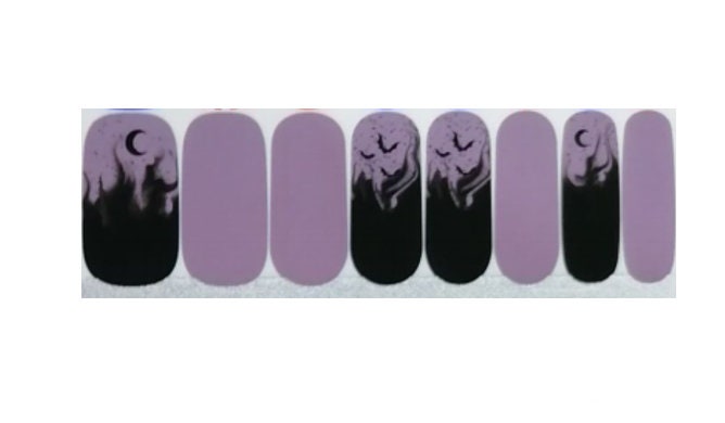 Nail Wraps - Nail Stickers - Halloween - Purple Smoke - Bats - Long Wear Nail Wraps - Nail Decals