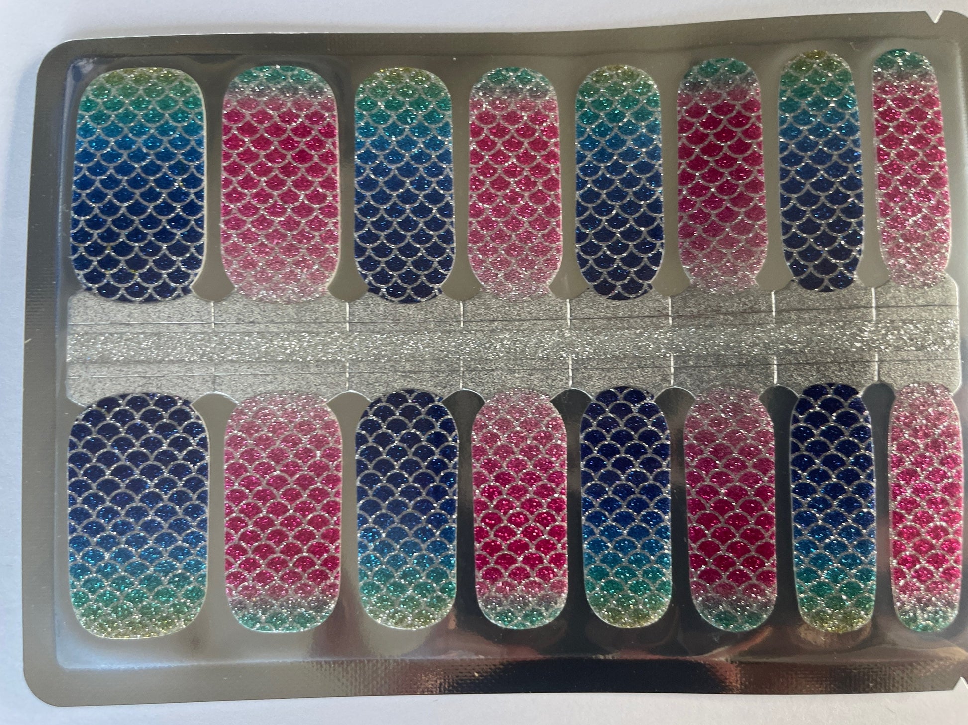 Nail Wraps - Nail Stickers - Mermaid Glitter- Dry Nail Polish - Long Wear Nail Wraps