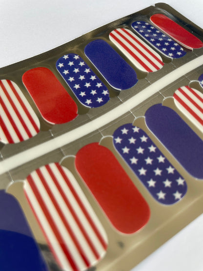 Nail Wraps - Nail Stickers - Patriotic - Stars and Stripes - USA - Long Wear Nail Wraps - Nail Decals