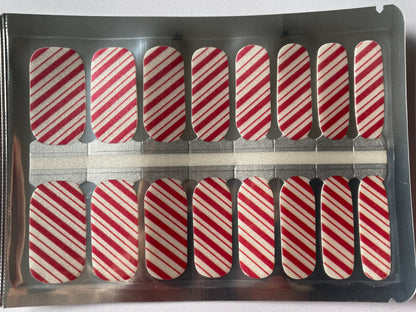 Christmas Nail Wraps - Nail Stickers - Candy Cane- Dry Nail Polish - Long Wear Nail Wraps