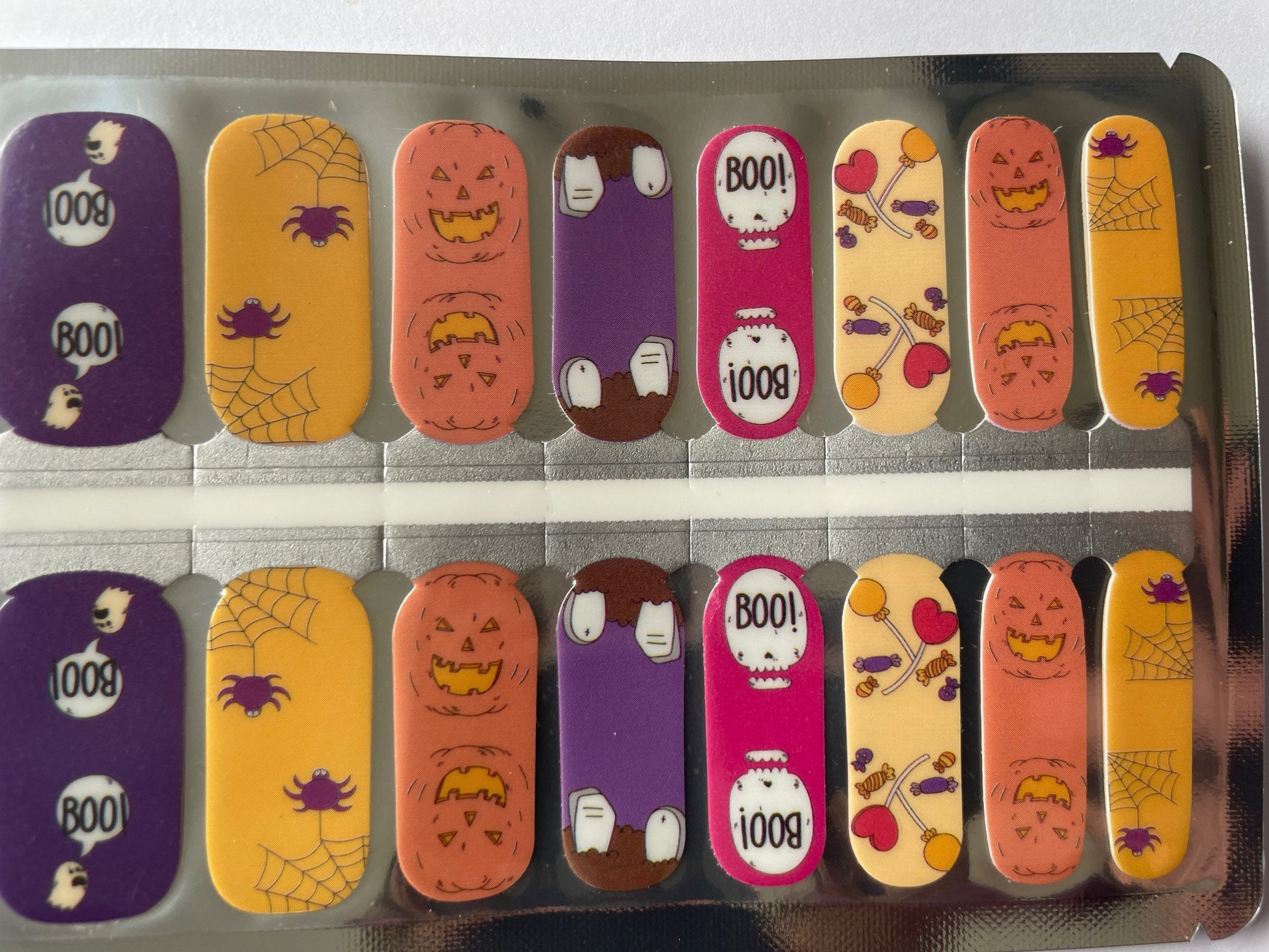 Nail Wraps - Nail Stickers - Halloween Spiders Ghosts Candy- Dry Nail Polish - Long Wear Nail Wraps - Nail Decals