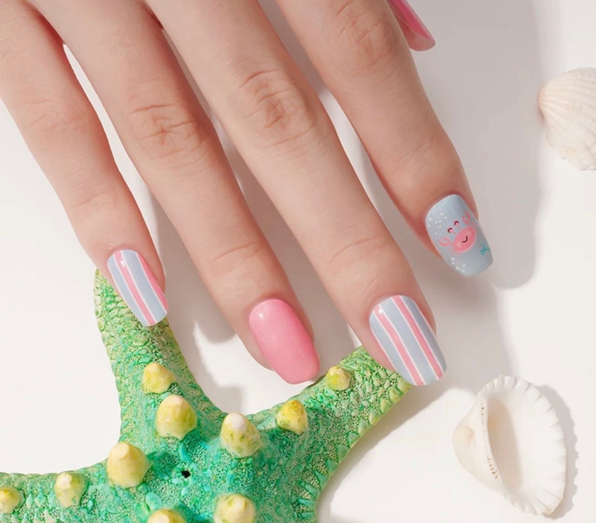 Nail Wraps - Nail Stickers - Nail Decals - Under the Sea - Ocean Creatures - Crabs - Starfish - Octopus