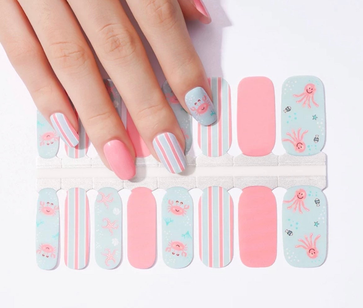 Nail Wraps - Nail Stickers - Nail Decals - Under the Sea - Ocean Creatures - Crabs - Starfish - Octopus