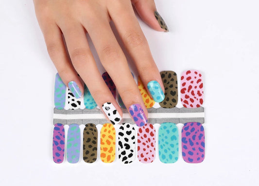 Multicolor Animal Print - Nail Wrap - Dry Nail Polish - Nail Decal - Nail Sticker