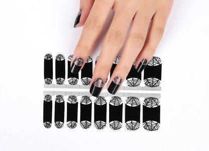 Halloween Nail Wraps - Nail Stickers - 100% Nail Polish - Nail Decals -Spider Web French Manicure