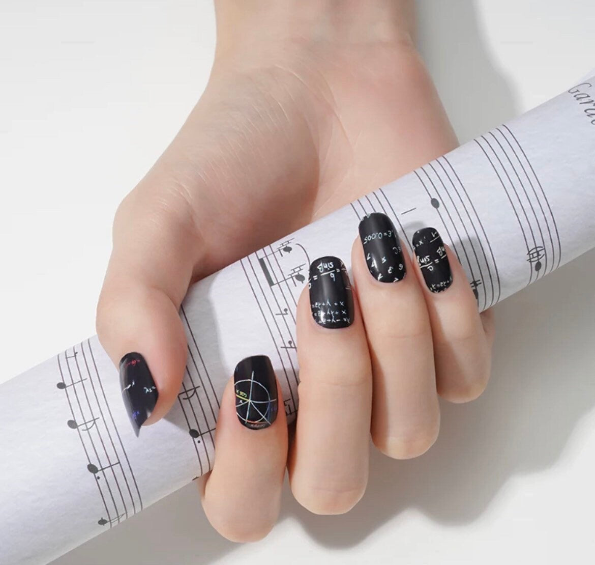 Black Chalkboard - Teacher Gift - Math - Nail Wrap - Nail Strips