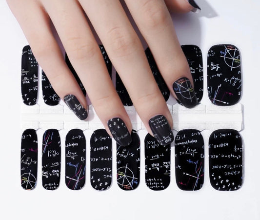 Black Chalkboard - Teacher Gift - Math - Nail Wrap - Nail Strips