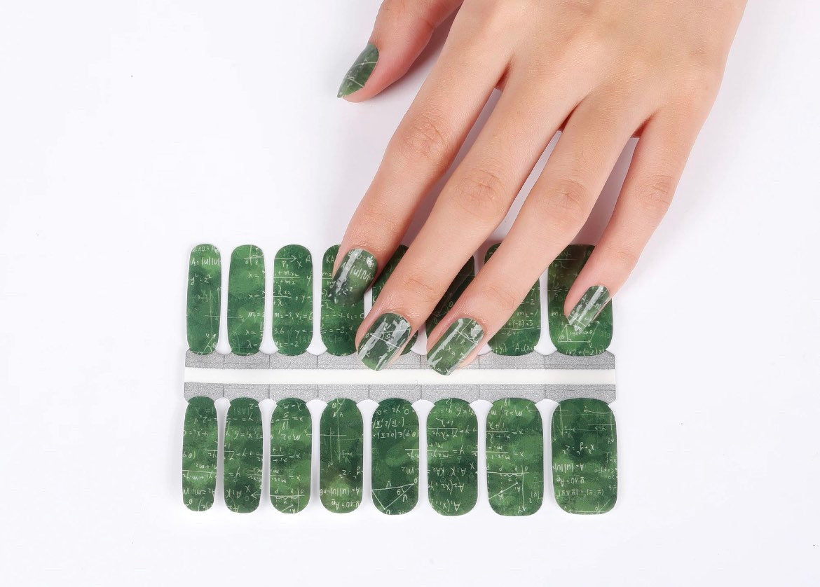 Green Chalkboard - Teacher - Math - Nail Wrap - Nail Strips