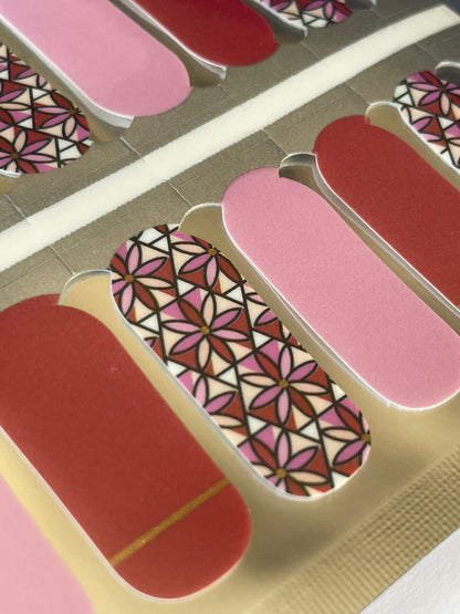 Nail Wraps - Nail Stickers - Pink and Red Floral - Dry Nail Polish - Long Wear Nail Wraps