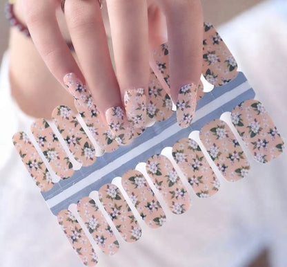 Peach Floral - Dry Nail Polish - Long Wear Nail Wraps