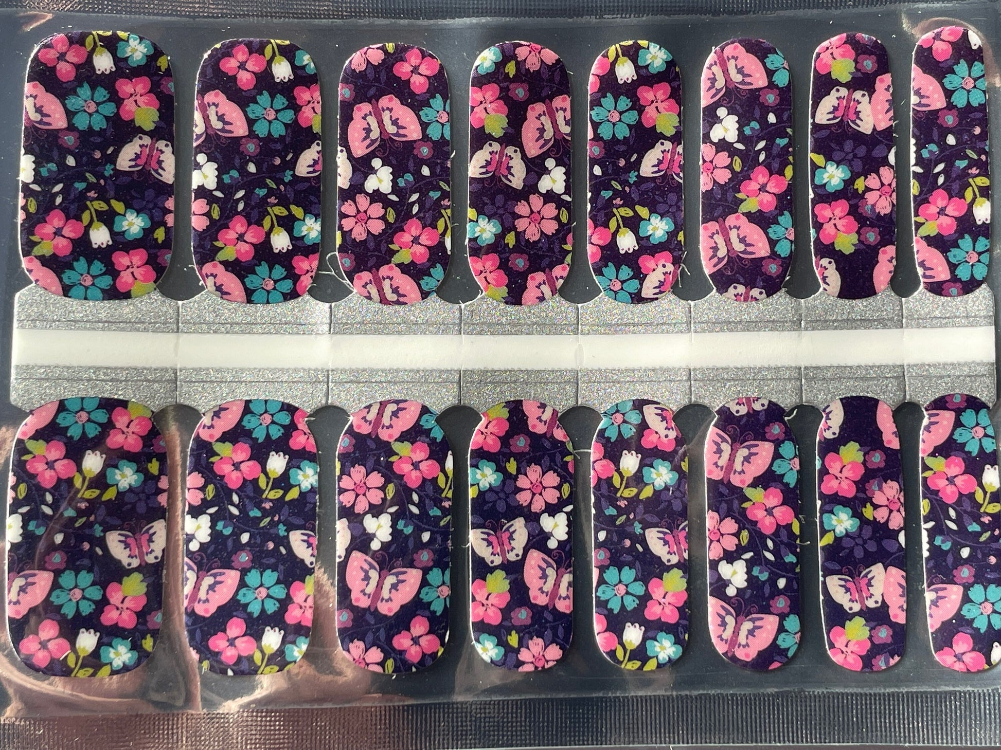 Nail Wraps - Nail Stickers - Blue Floral - Dry Nail Polish - Long Wear Nail Wraps