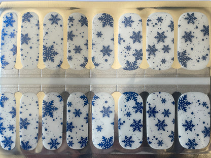 Transparent Nail Wraps - Nail Stickers - Blue Snowflake - Winter - Long Wear Nail Wraps - Nail Polish Wraps - Nail Decals