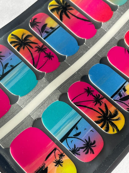 Nail Wraps - Palm Trees - Beach Nail Wraps - Vacation - Ocean Beach - Nail Stickers - Long Wear Nail Wraps - Nail Strips