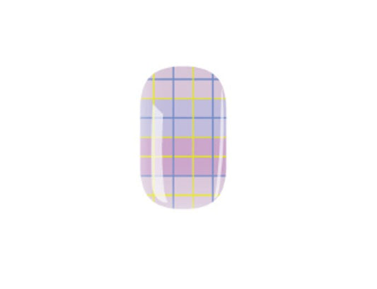 Nail Wraps - Pink Purple Yellow Gingham - Nail Stickers - Nail Polish Wraps - Nail Decals