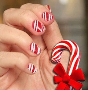 Christmas Nail Wraps - Nail Stickers - Candy Cane- Dry Nail Polish - Long Wear Nail Wraps