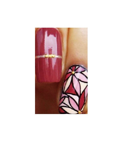 Nail Wraps - Nail Stickers - Pink and Red Floral - Dry Nail Polish - Long Wear Nail Wraps