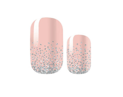 Nail Wraps - Nail Stickers - Pink and Silver Glitter - Dry Nail Polish - Long Wear Nail Wraps