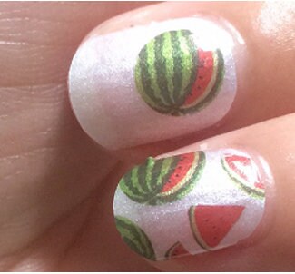 Nail Wraps - Nail Stickers - Watermelon Shimmer - Dry Nail Polish - Long Wear Nail Wraps