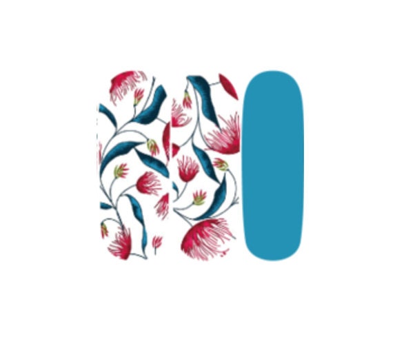 Nail Wraps - Nail Stickers - Blue Red and White Flowers - Summer - Dry Nail Polish - Long Wear Nail Wraps