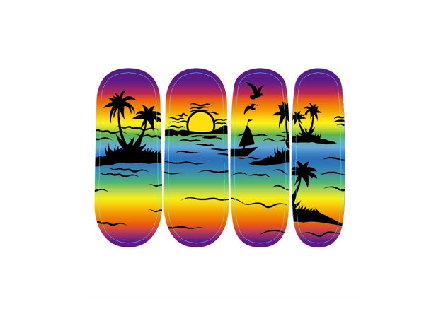 Nail Wraps - Nail Stickers - Sunset Rainbow-- Sailboat Nail Wraps - Dry Nail Polish - Long Wear Nail Wraps