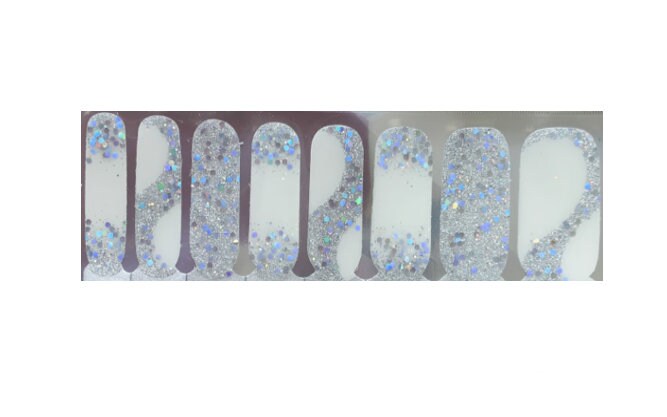 Transparent Nail Wraps - Nail Stickers - Silver Glitter Swirl - Long Wear Nail Wraps - Nail Decals - Nail Polish Wraps