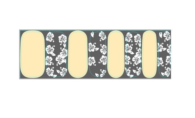 Transparent Nail Wraps - Nail Stickers - Pale Yellow and White Hibiscus - Long Wear Nail Wraps - Nail Decals - Nail Polish Wraps