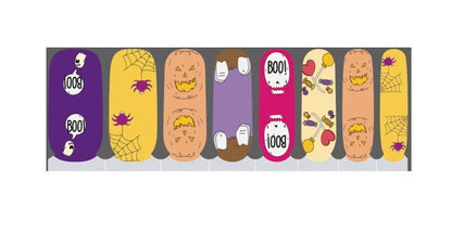 Nail Wraps - Nail Stickers - Halloween Spiders Ghosts Candy- Dry Nail Polish - Long Wear Nail Wraps - Nail Decals