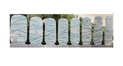 Transparent Nail Wraps - Nail Stickers - Metallic Blue Waves - Long Wear Nail Wraps - Nail Decals - Nail Polish Wraps